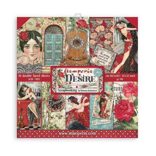 Stamperia - Desire - Scrapbooking Pad - 10 Sheets - 12x12 Inch - Messy Papercrafts