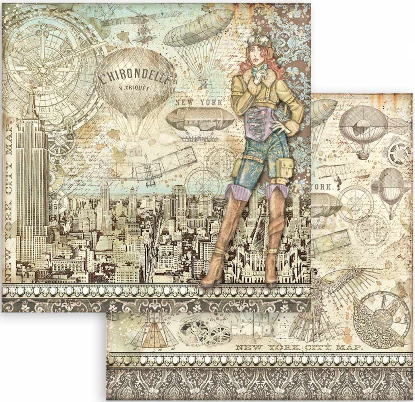 Stamperia - Scrapbooking Extra small Pad 10 sheets cm 15,24x15,24 (6"x6") - Sir Vagabond Aviator Stamperia