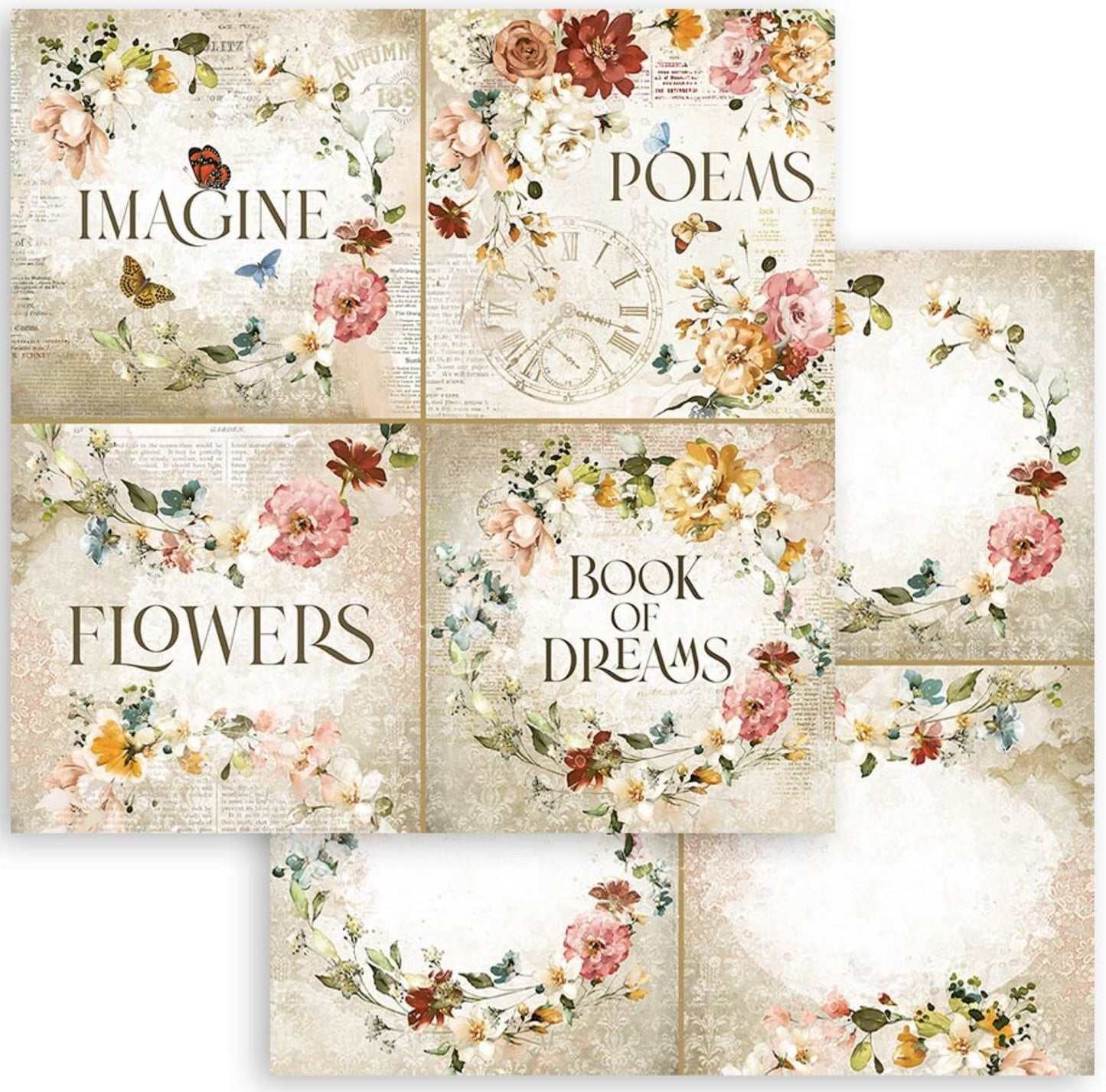 Stamperia - Scrapbooking Small Pad 10 sheets cm 20,3X20,3 (8"X8") - Garden of Promises Stamperia