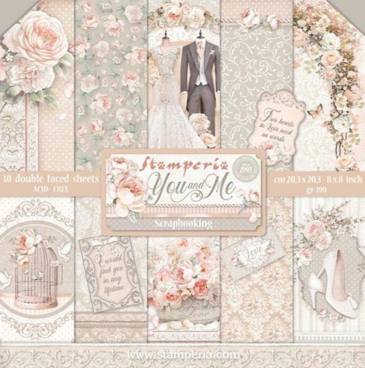 Stamperia - Scrapbooking Small Pad 10 sheets cm 20,3X20,3 (8"X8") - You and Me Stamperia