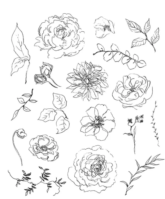 Stampers Anonymous - Tim Holtz - Cling Mounted Rubber Stamp Set - Floral Elements - Messy Papercrafts