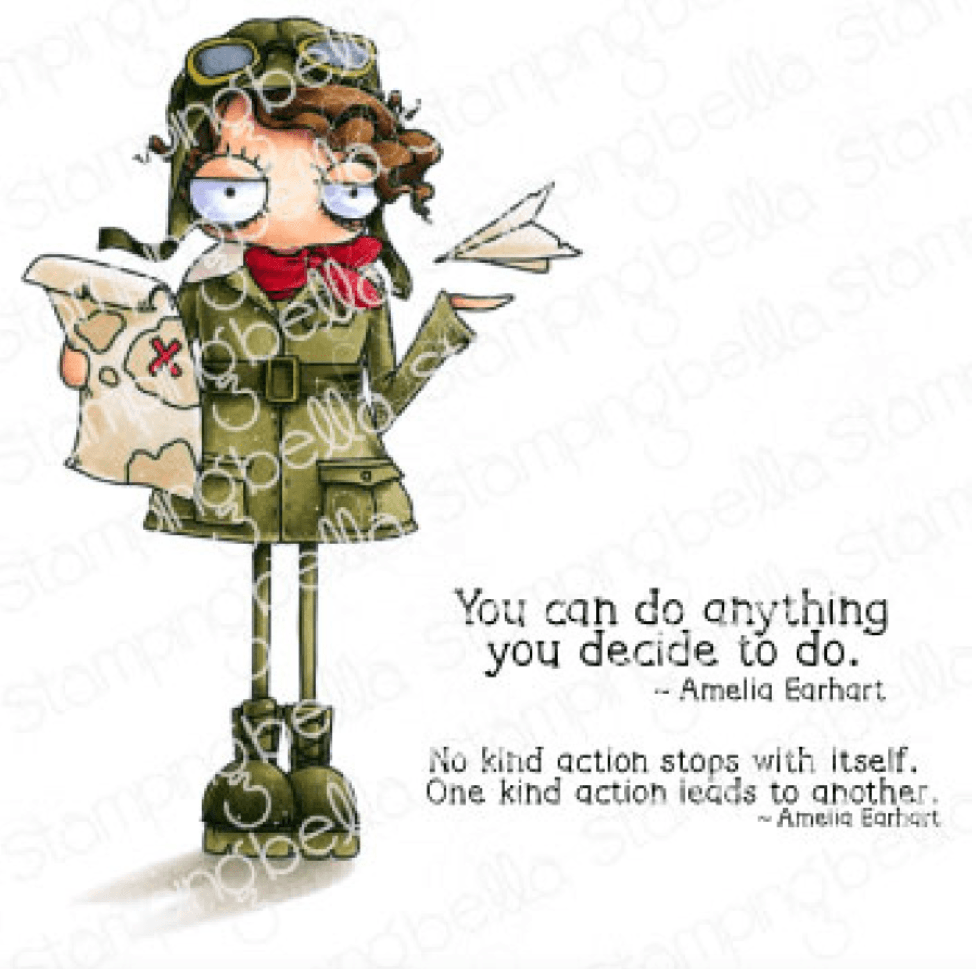 Stamping Bella - Rubber Stamp - Oddball Collection - Amelia Earhart - Messy Papercrafts