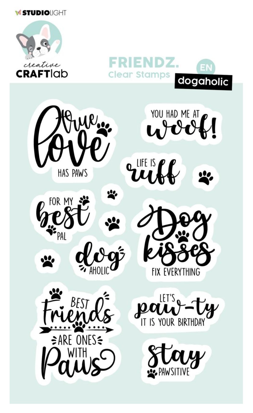 Studio Light - Clear Stamp Best Pal Dogaholic Text Lines - Friendz 105x148x4mm 13 PC Nr.166 Studiolight