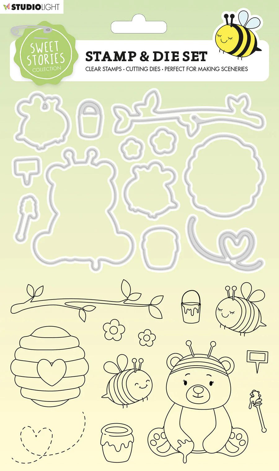 Studio Light - Stamp & Cutting Die - Bear And Bees - Sweet Stories - Messy Papercrafts