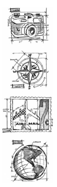 Tim Holtz Mini Blueprints Strip TRAVEL Cling Rubber Stamps THMB008 - Messy Papercrafts