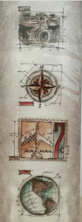 Tim Holtz Mini Blueprints Strip TRAVEL Cling Rubber Stamps THMB008 - Messy Papercrafts