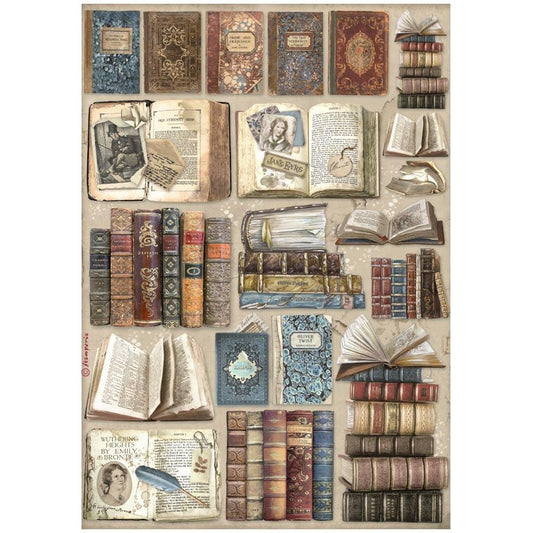 Vintage Library - Books - Rice Paper - Stamperia