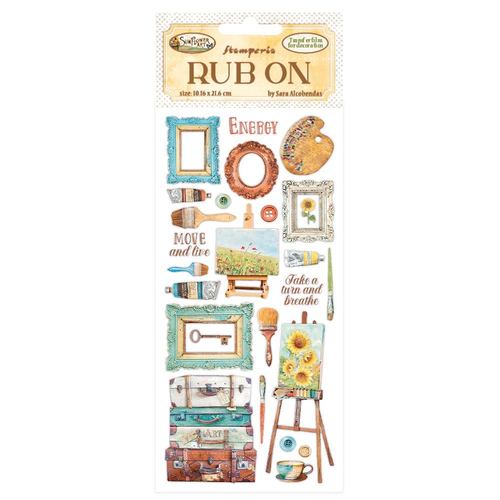 Sunflower Art - Brushes And Frames - Rub-on - Stamperia