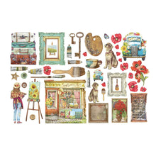 Ephemera - Sunflower Art - Elements And Poppies - Adhesive - Stamperia