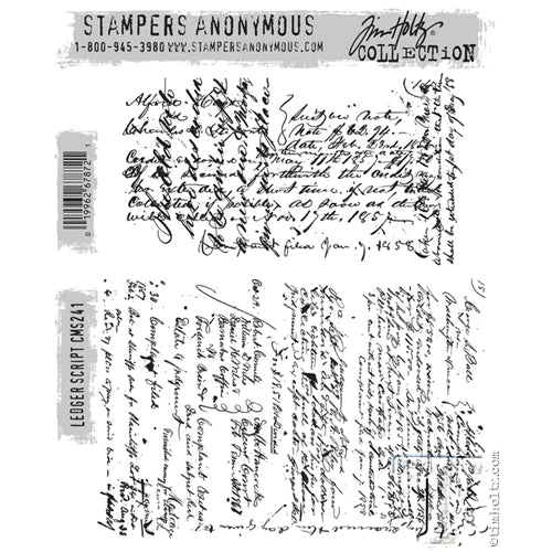 Stamp Set - Ledger Script - Tim Holtz Cling Mount Stamps - Stampers Anonymous