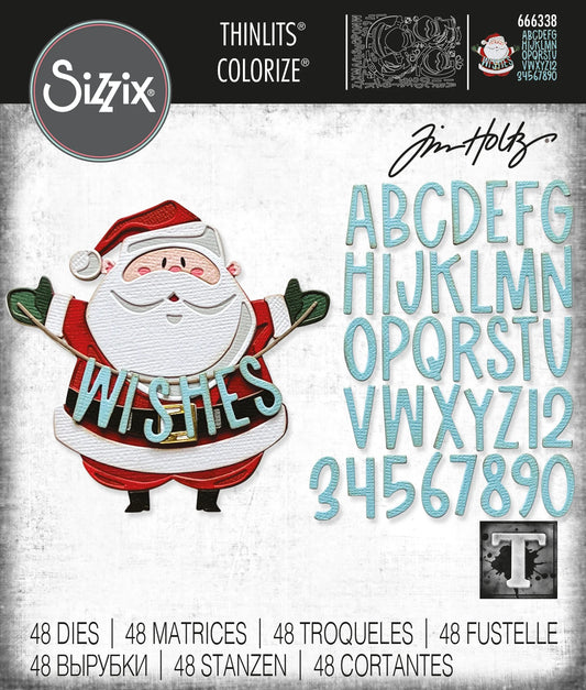 Die - Santa Greetings - Colorize by Tim Holtz - Thinlits Die Set 49PK -  Sizzix