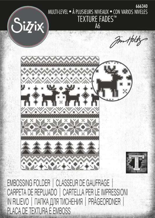 Embossing Folder - Holiday Knit by Tim Holtz - Multi-Level Texture Fades - Sizzix