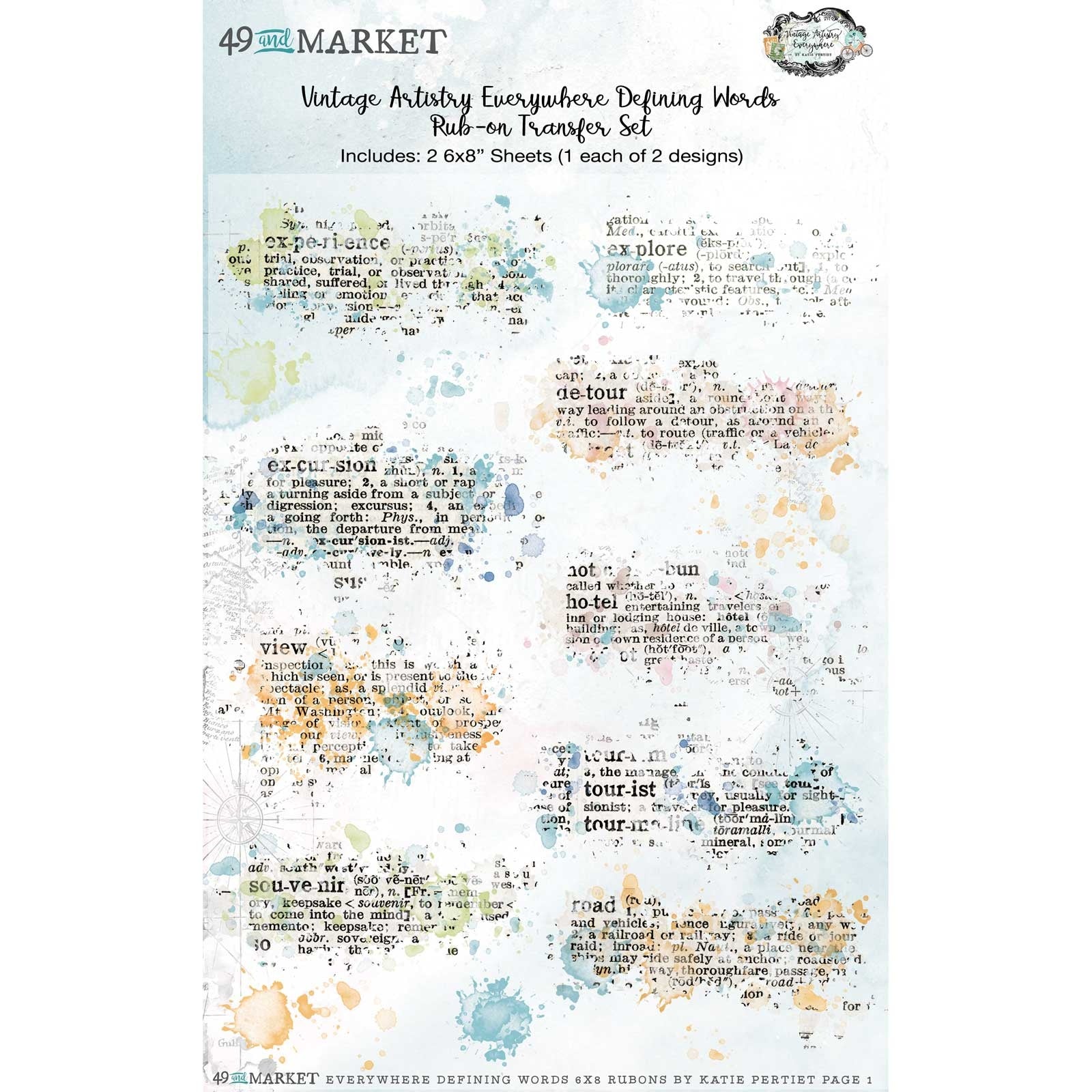 Rub-ons - 6x8 - Vintage Artistry Everywhere - Defining Words - 49 And Market