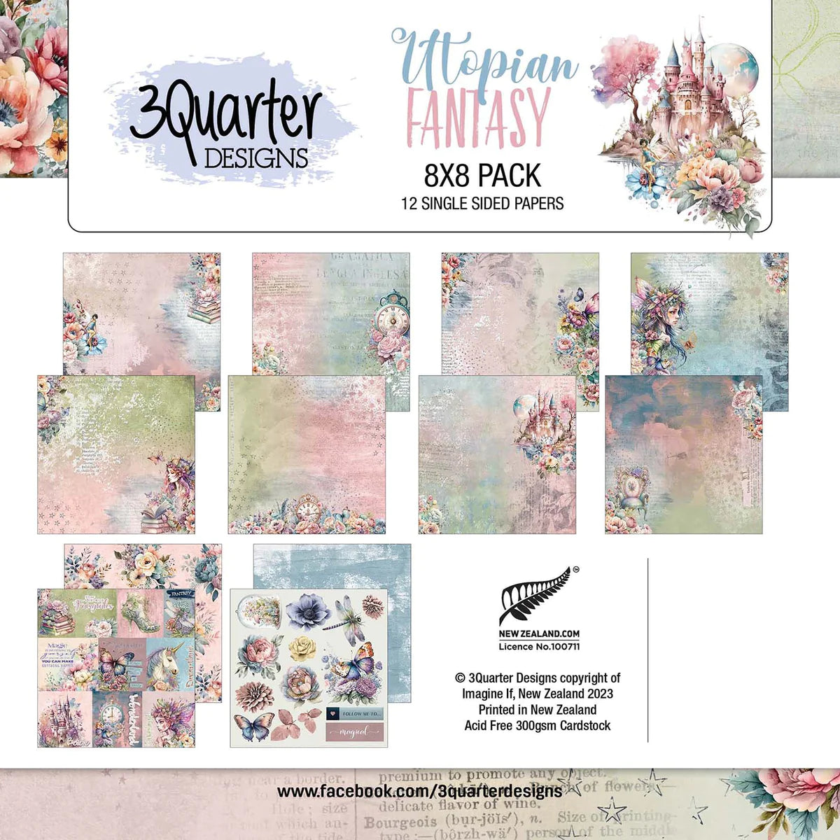 Fantasy Paper Shape 8x8 - Utopian Fantasy - Paper Set - 3Quarter Designs