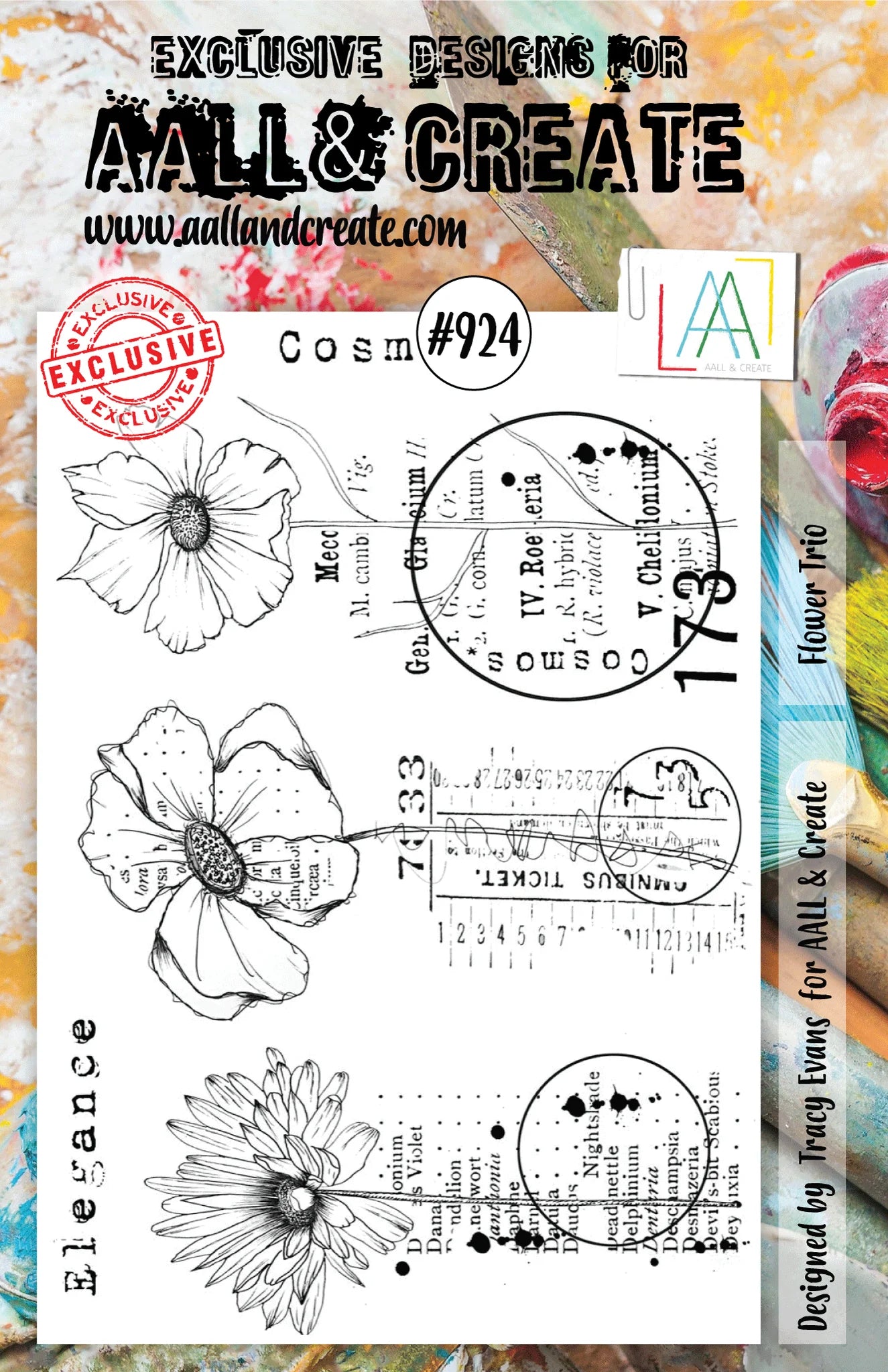 A5 - Flower Trio - Clear Stamp Set - AALL and Create - Designer Tracy Evans - #924