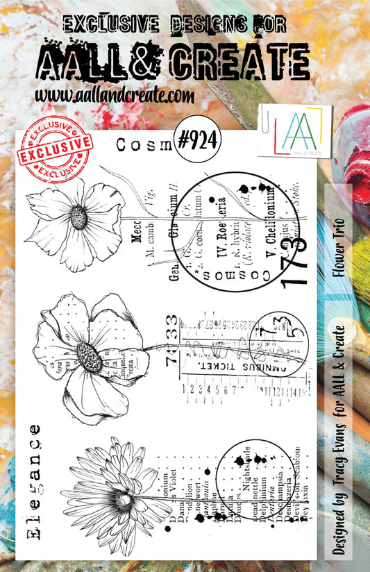 A5 - Flower Trio - Clear Stamp Set - AALL and Create - Designer Tracy Evans - #924