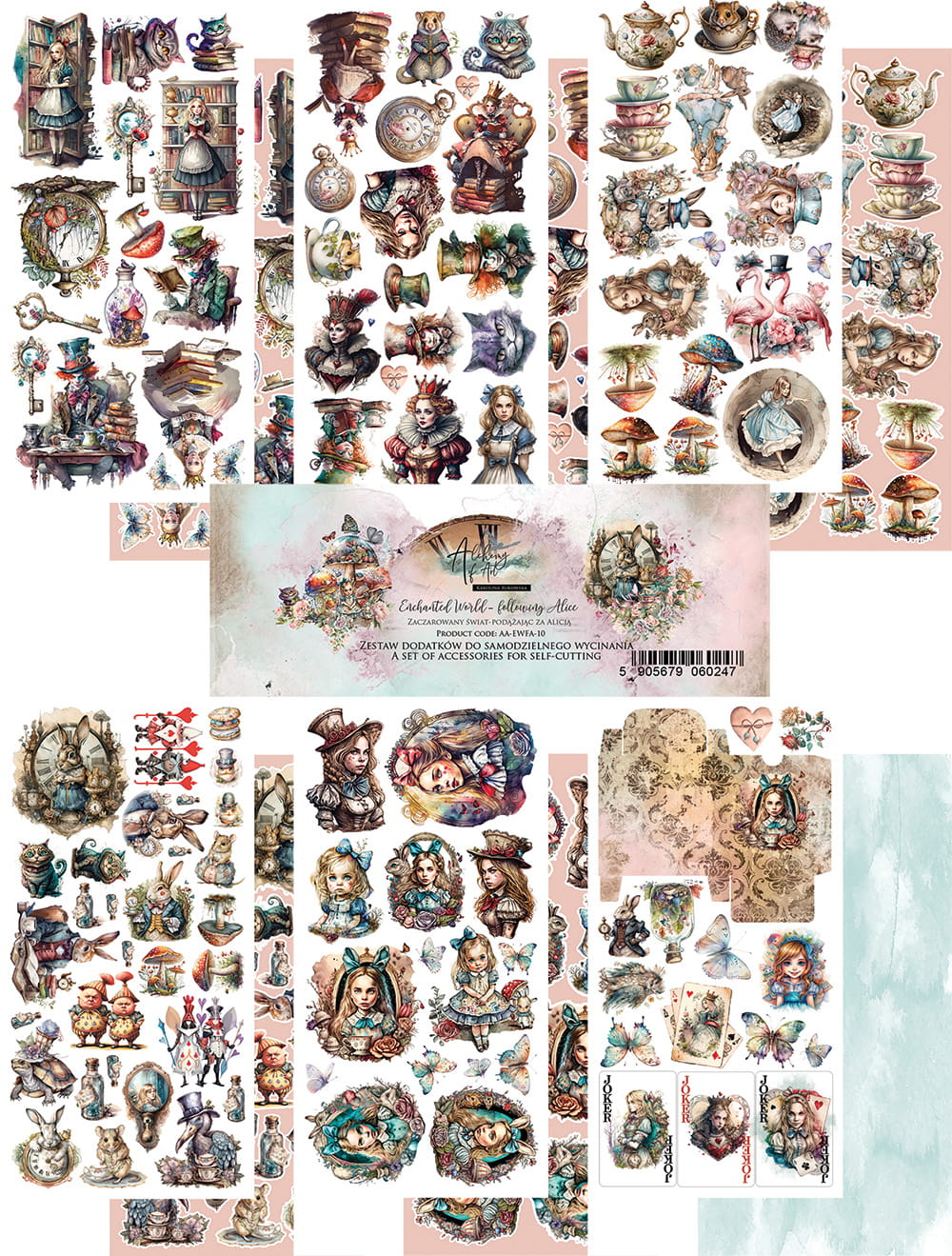 6x12 - Enchanted World - Following Alice - Fussy Cutting Set - Alchemy Of Art