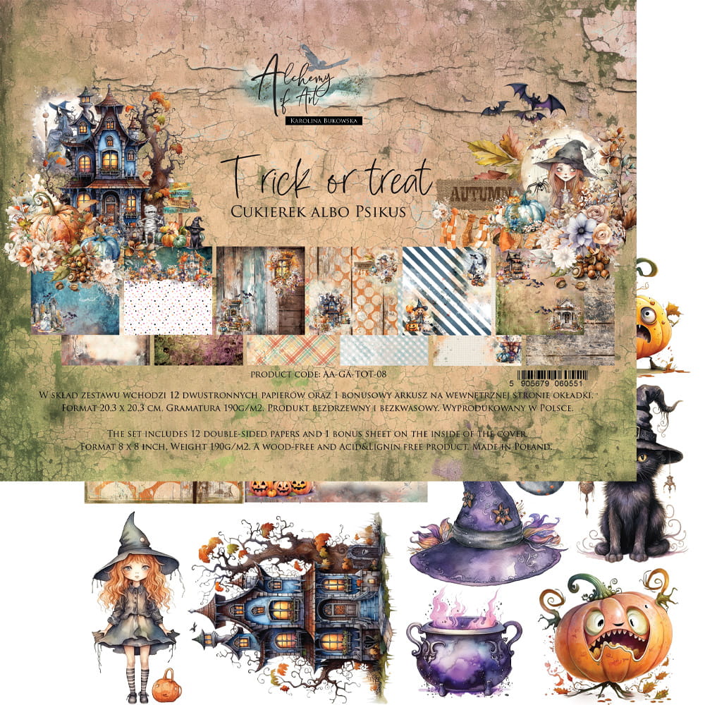8x8 - Trick or Treat - 12 Double Sided Paper - Alchemy Of Art