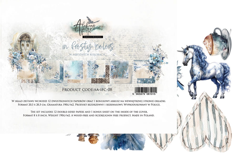 8x8 - In Frosty Colors - 12 Double Sided Papers - Alchemy Of Art