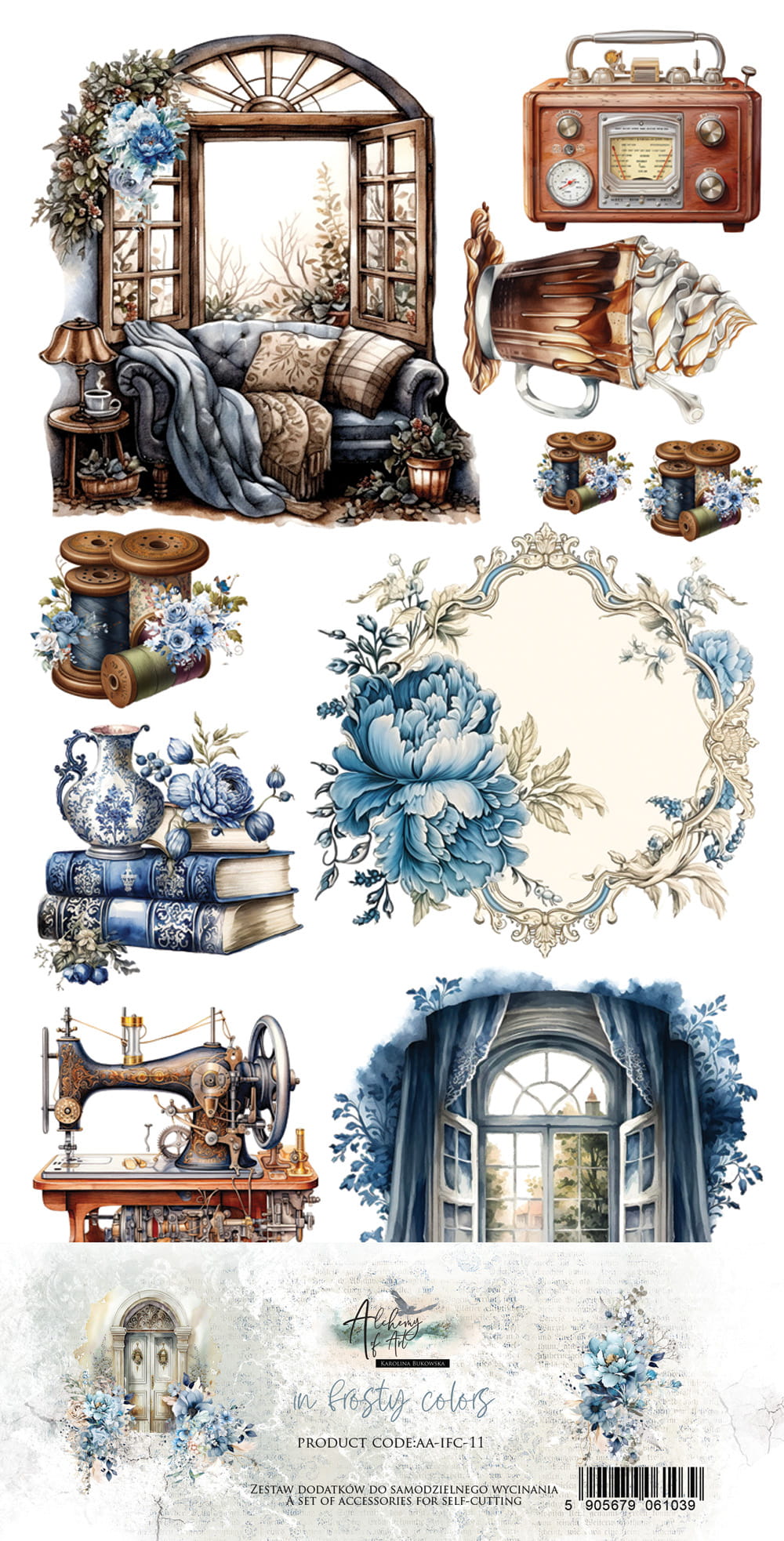 6x12 - In Frosty Colors - Fussy Cutting Set - Alchemy Of Art