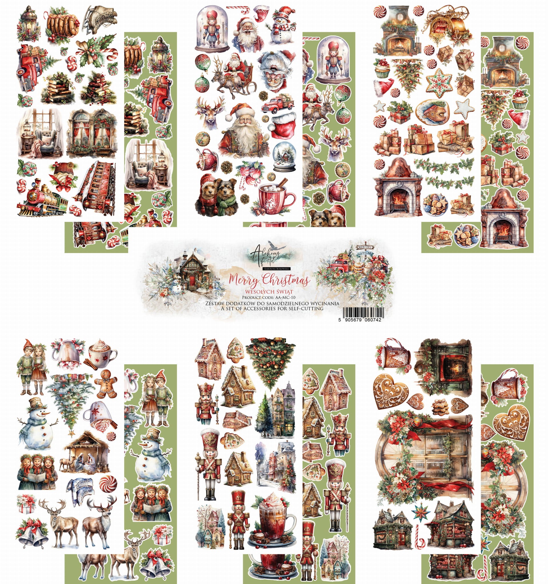 6x12 - Merry Christmas - Fussy Cutting Set - Alchemy Of Art