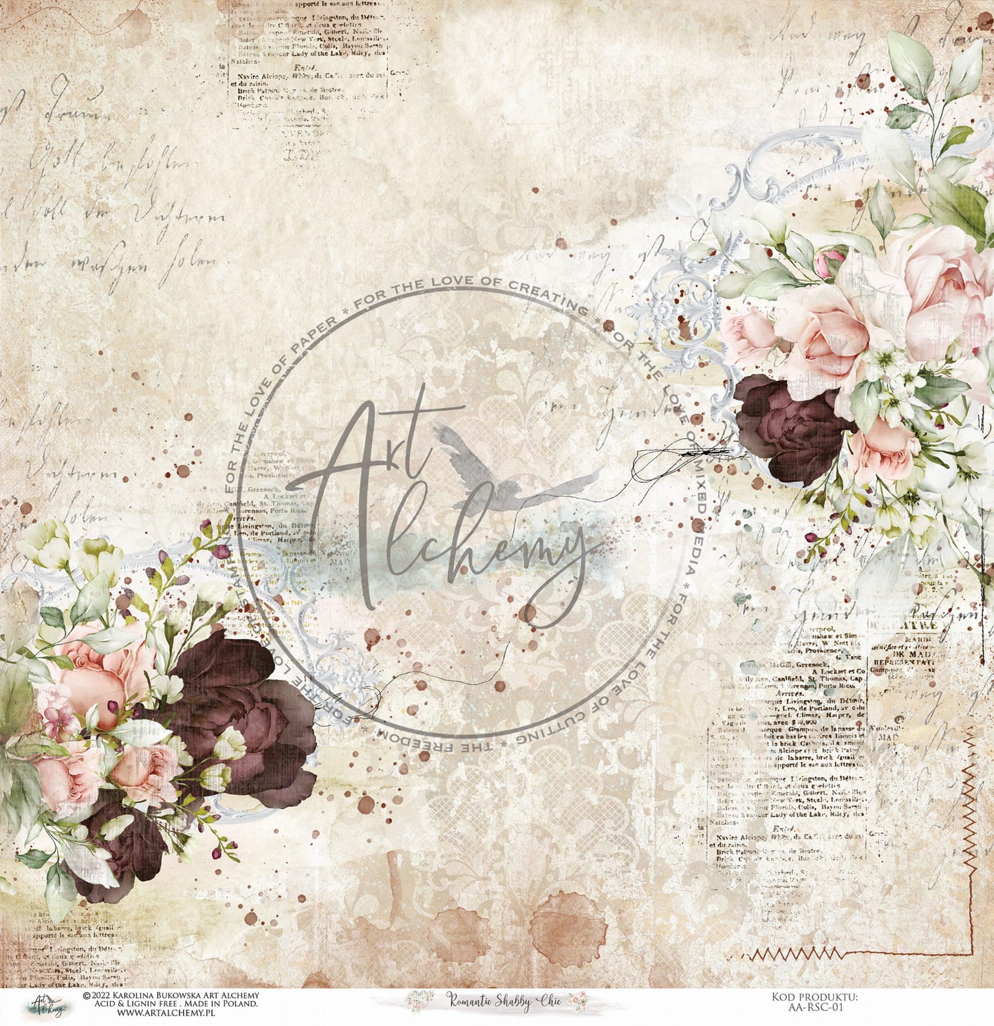 12x12 - Romantic Shabby Chic - 6 Double Sided Paper Set - Alchemy Of Art