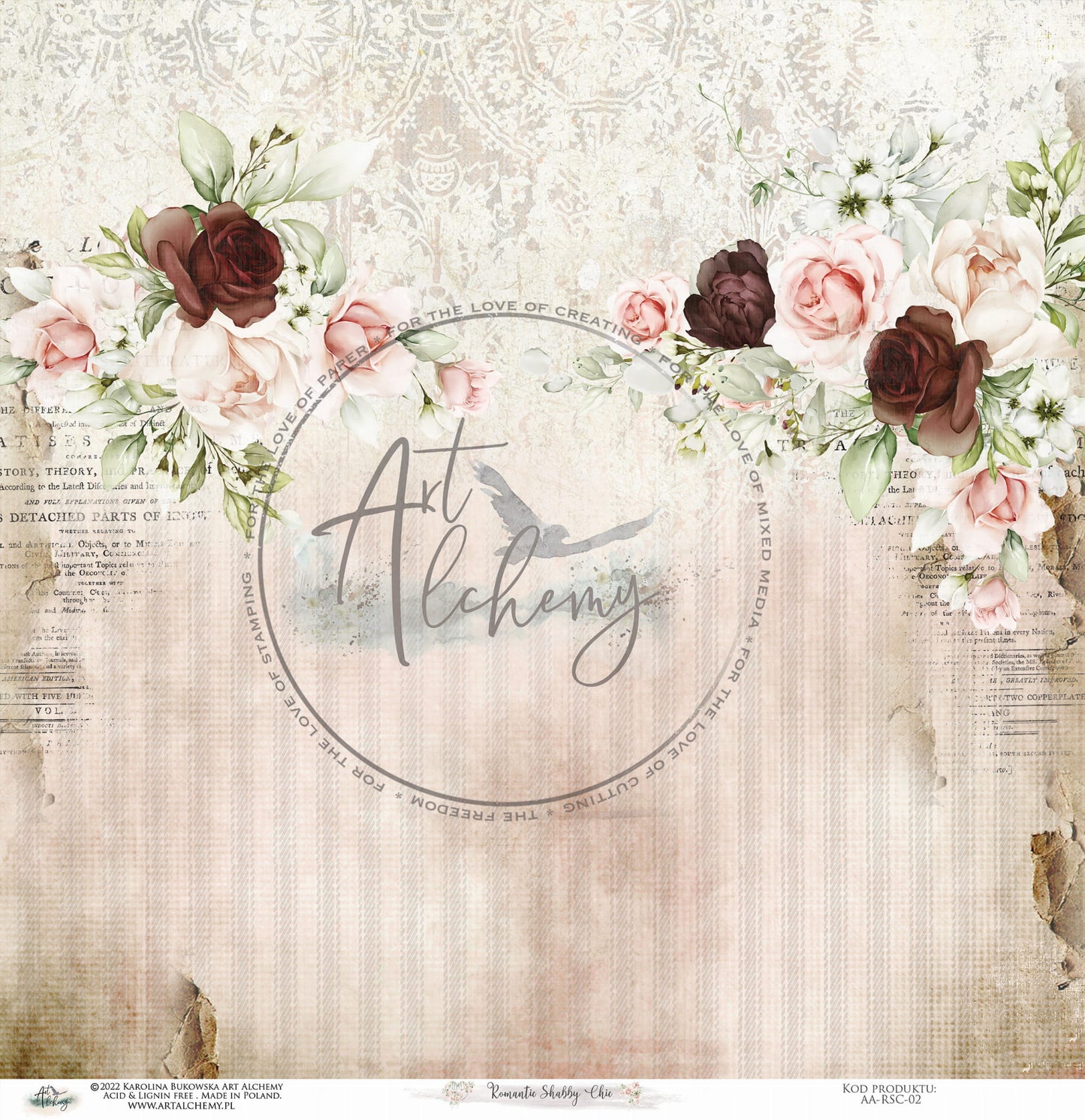 12x12 - Romantic Shabby Chic - 6 Double Sided Paper Set - Alchemy Of Art