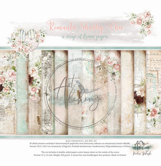 12x12 - Romantic Shabby Chic - 6 Double Sided Paper Set - Alchemy Of Art