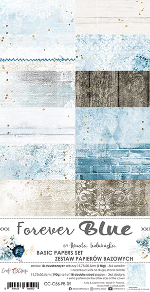 6x12 Inch - Set of Basic Papers - Forever Blue - Craft O Clock