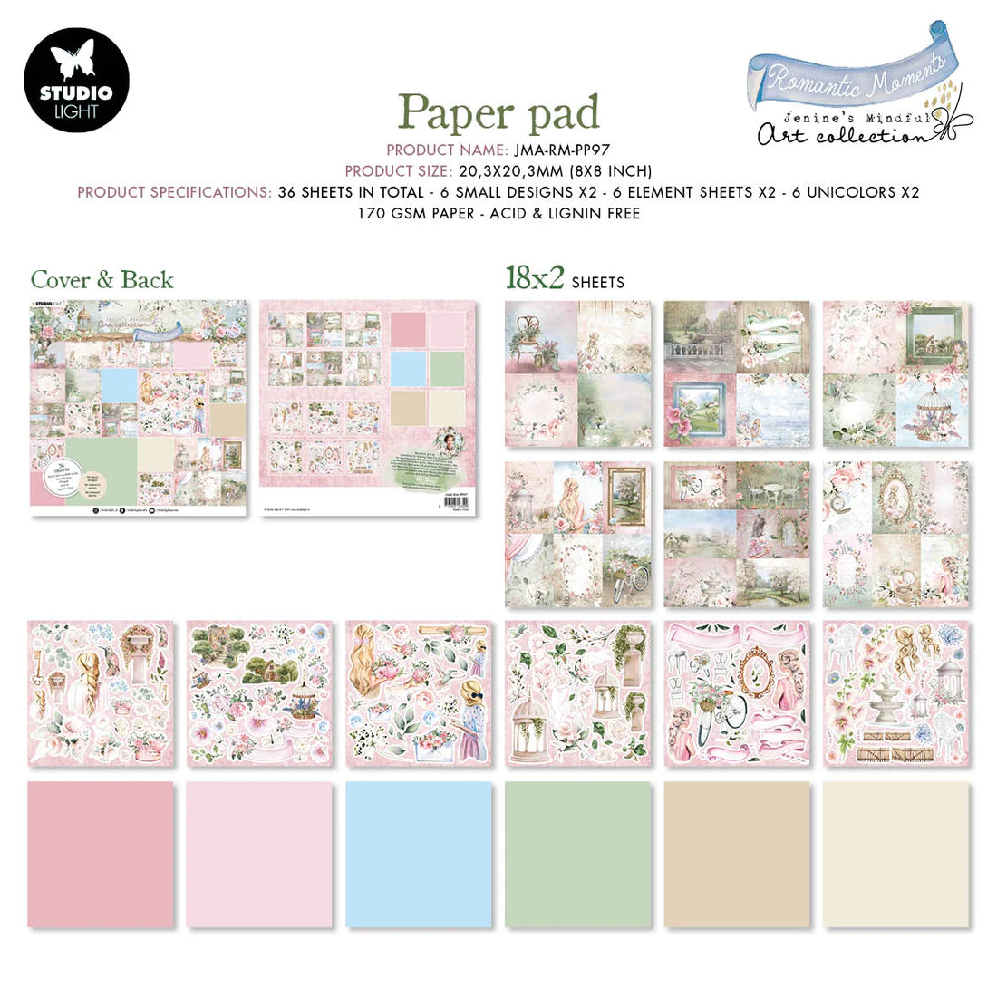 Paper Pad - Small Designs & Elements  - Romantic Moments - Jenine's Mindful Art - Studio Light