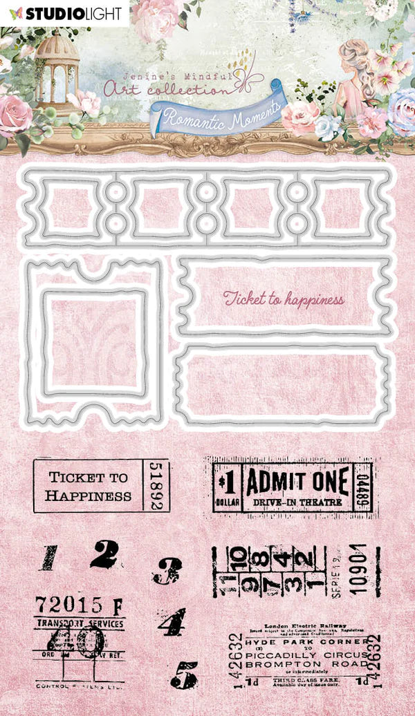 Stamp & Cutting Die - Ticket To Happiness - Romantic Moments - Jenine's Mindful Art - Studio Light