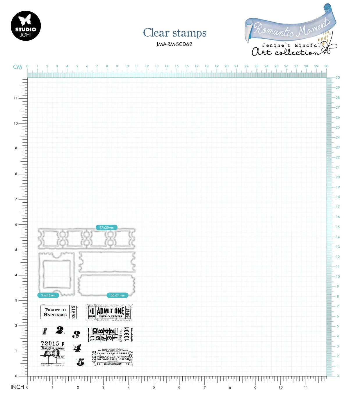 Stamp & Cutting Die - Ticket To Happiness - Romantic Moments - Jenine's Mindful Art - Studio Light