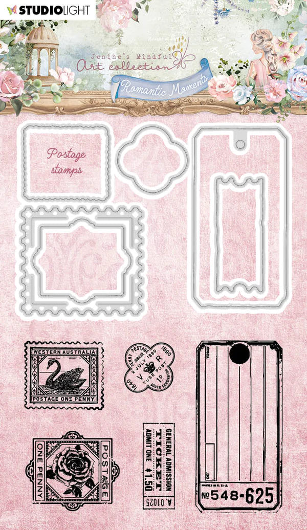Stamp & Cutting Die - Postage Stamps - Romantic Moments - Jenine's Mindful Art - Studio Light