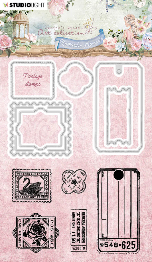Stamp & Cutting Die - Postage Stamps - Romantic Moments - Jenine's Mindful Art - Studio Light