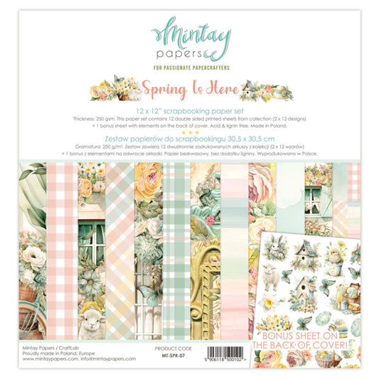 Mintay Papers - Spring Is Here - 12x12 - Double Sided - Scrapbook Papers