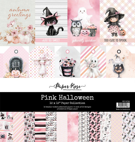 12 x 12 Inch - Pink Halloween - Double Sided Paper - Paper Rose