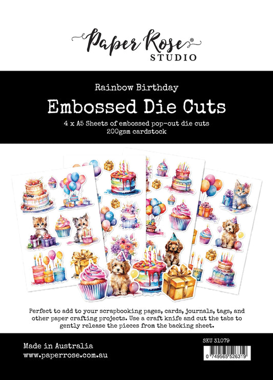 Embossed Die Cuts - Rainbow Birthday - Paper Rose