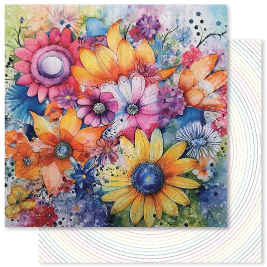 12 x 12 Inch - Rainbow Twirl - Double Sided Paper - Paper Rose