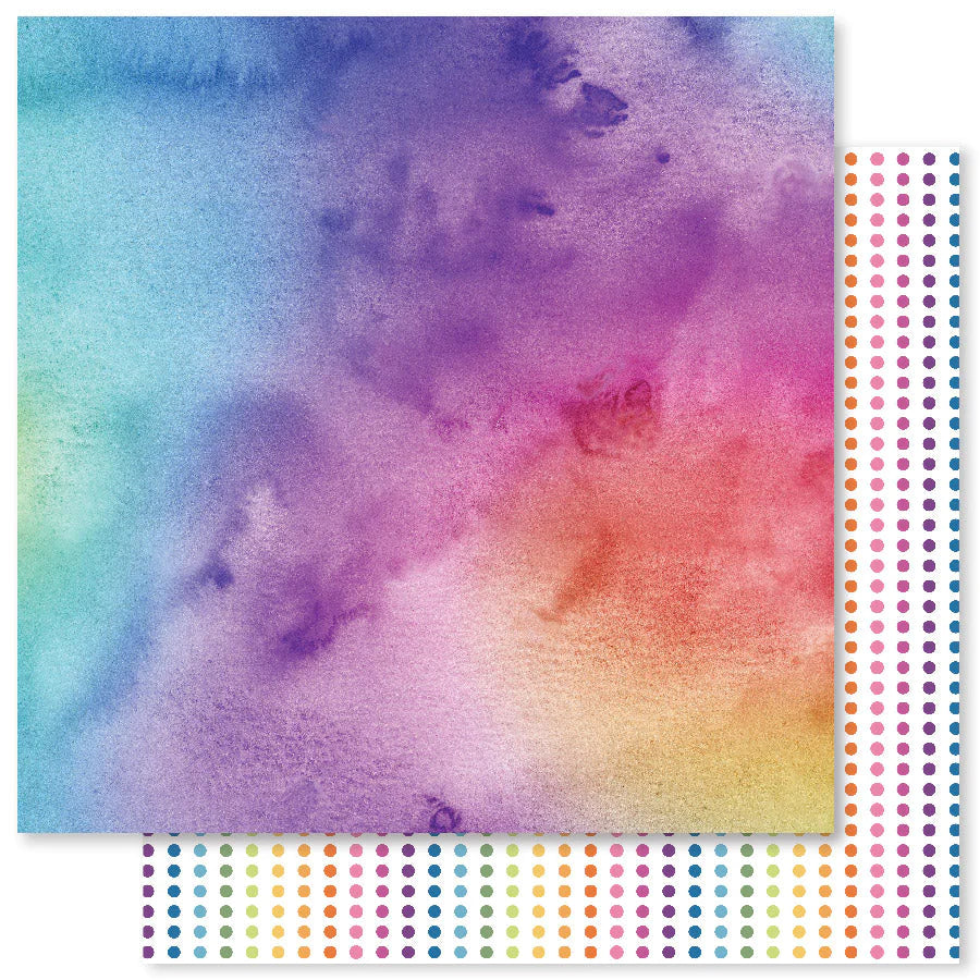 12 x 12 Inch - Rainbow Twirl - Double Sided Paper - Paper Rose