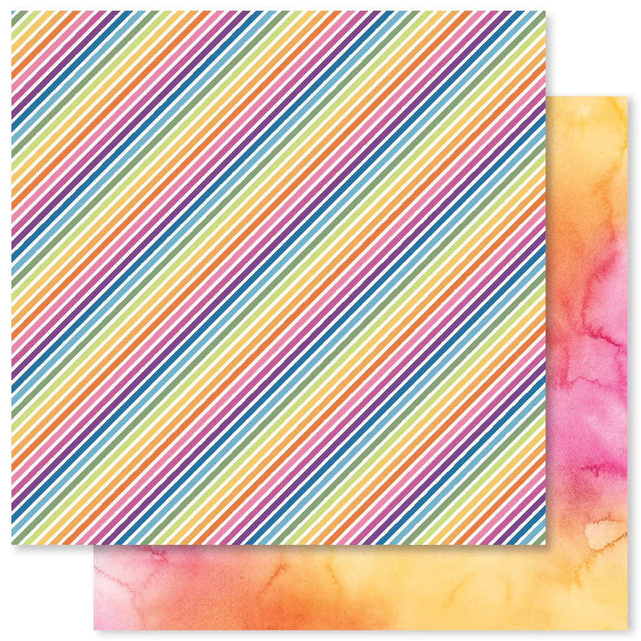 6x6 Inch - Rainbow Twirl - Double Sided Paper - Paper Rose