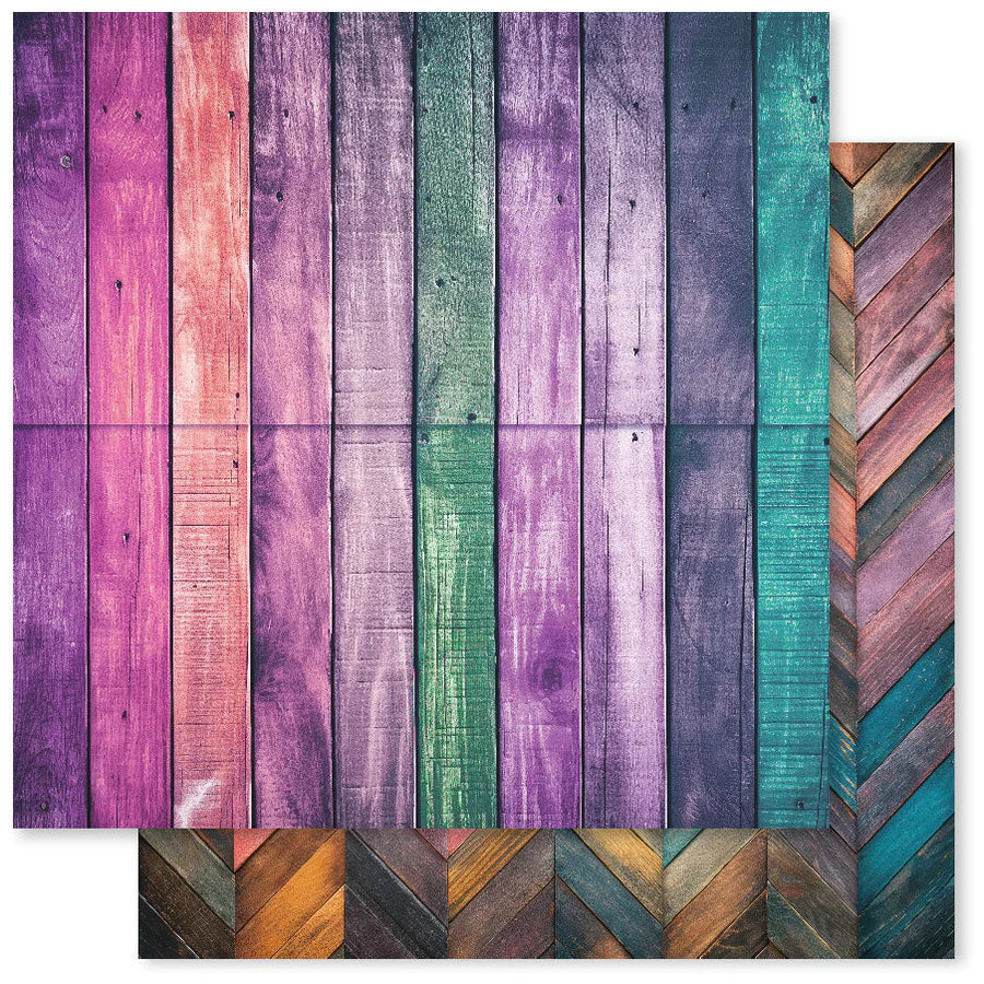 12 x 12 Inch - Rainbow Wood - Double Sided Paper - Paper Rose