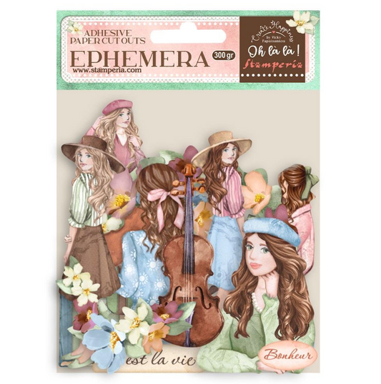 Ephemera - Girls and Flowers - Adhesive Paper Cut Outs - Oh La La - Stamperia