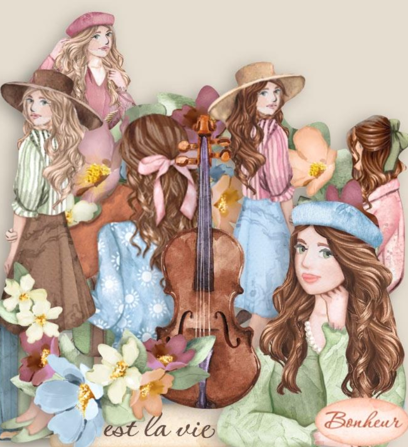 Ephemera - Girls and Flowers - Adhesive Paper Cut Outs - Oh La La - Stamperia