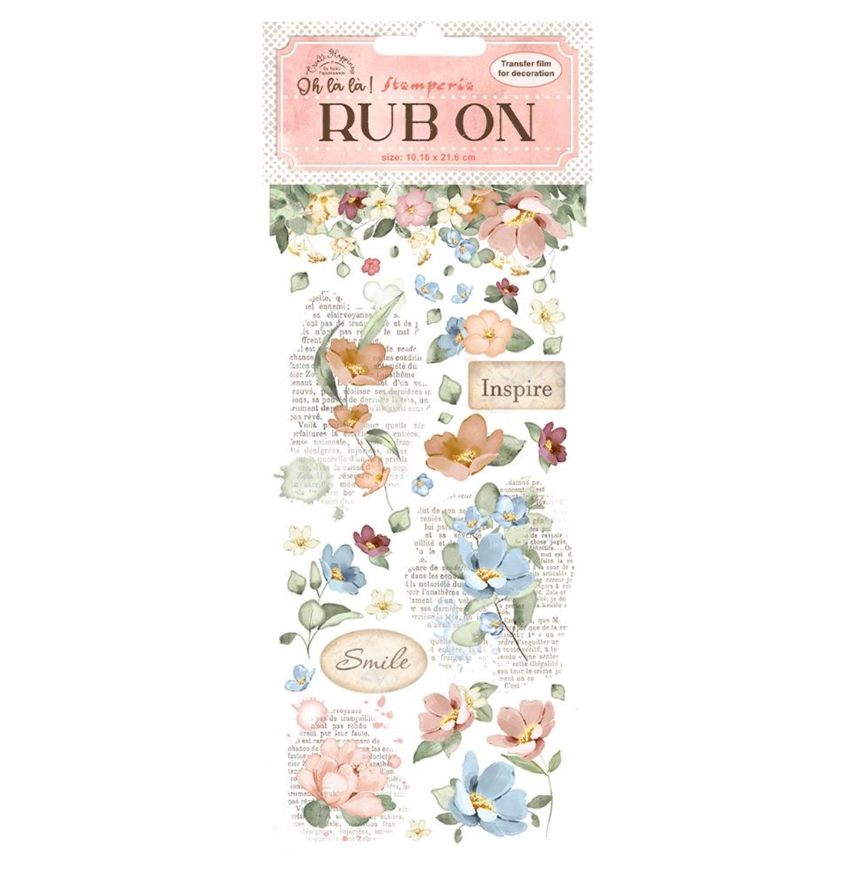 Rub On - Oh La La - Inspire, Flowers - Stamperia