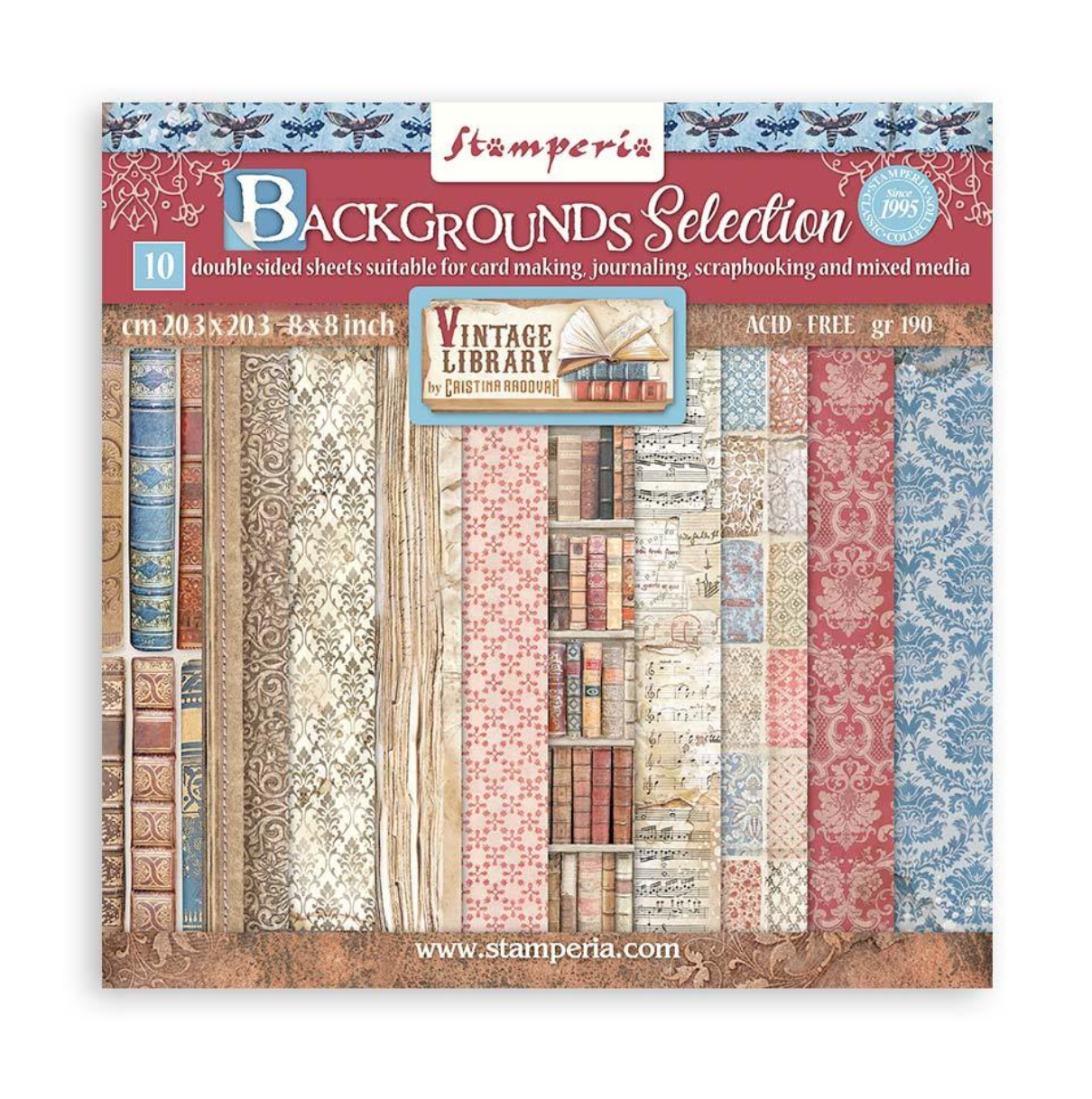 8x8 - Vintage Library - Backgrounds - Stamperia