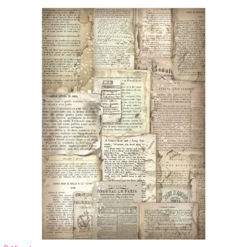Assorted Rice Paper Backgrounds A6 8/Sheets - Vintage Library - Stampe