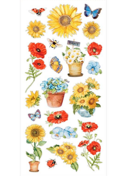 Sunflower Art - Poppies - Rub-on - Stamperia