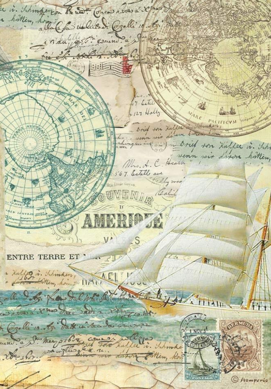 Around The World - Sailing Ship - Rice Paper - Stamperia