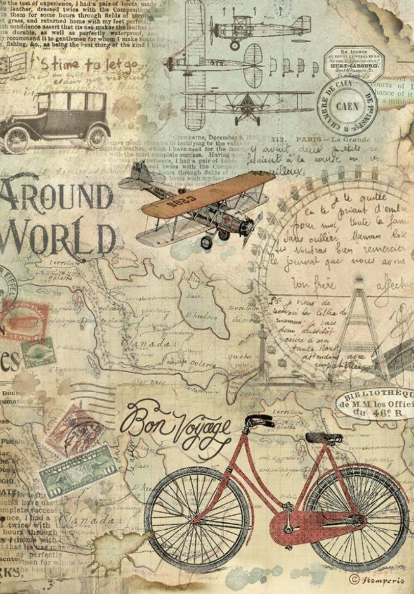 Around The World - Bicycle - Rice Paper - Stamperia