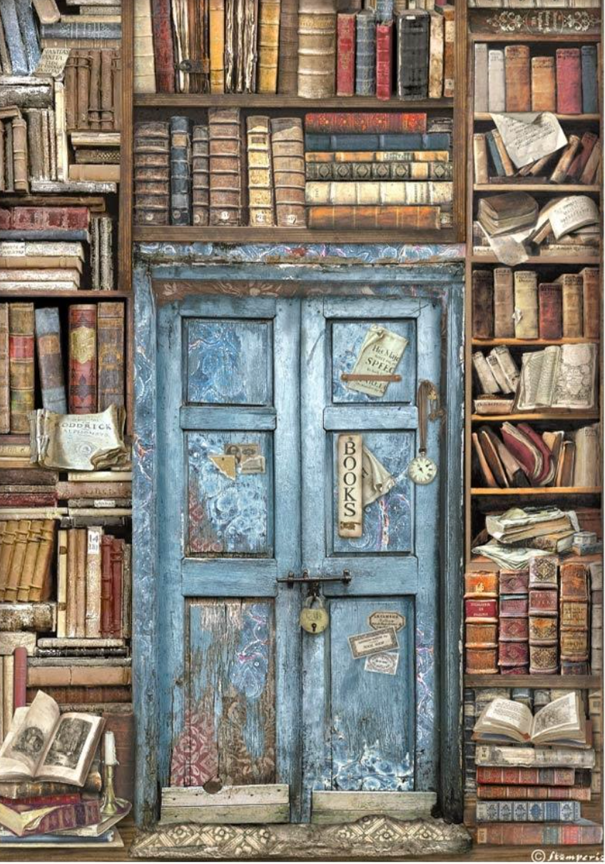 Vintage Library - Door- Rice Paper - Stamperia